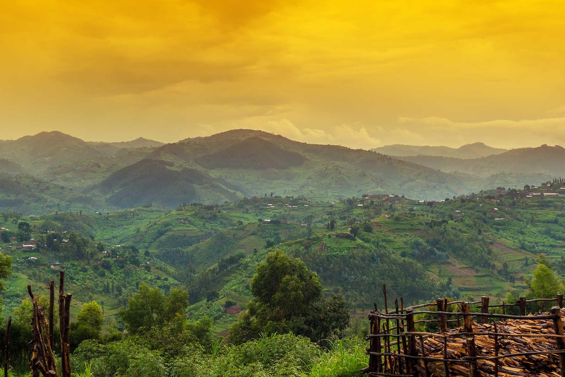 Rwanda hills sunset