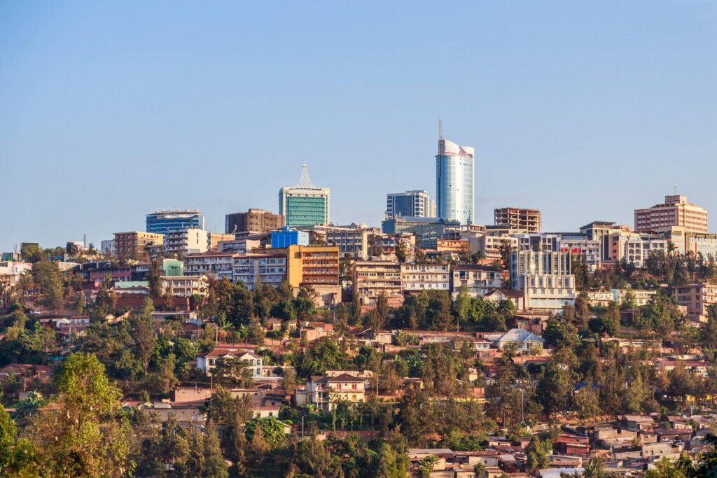 Kigali spread across its hills in the afternoon, Rwanda