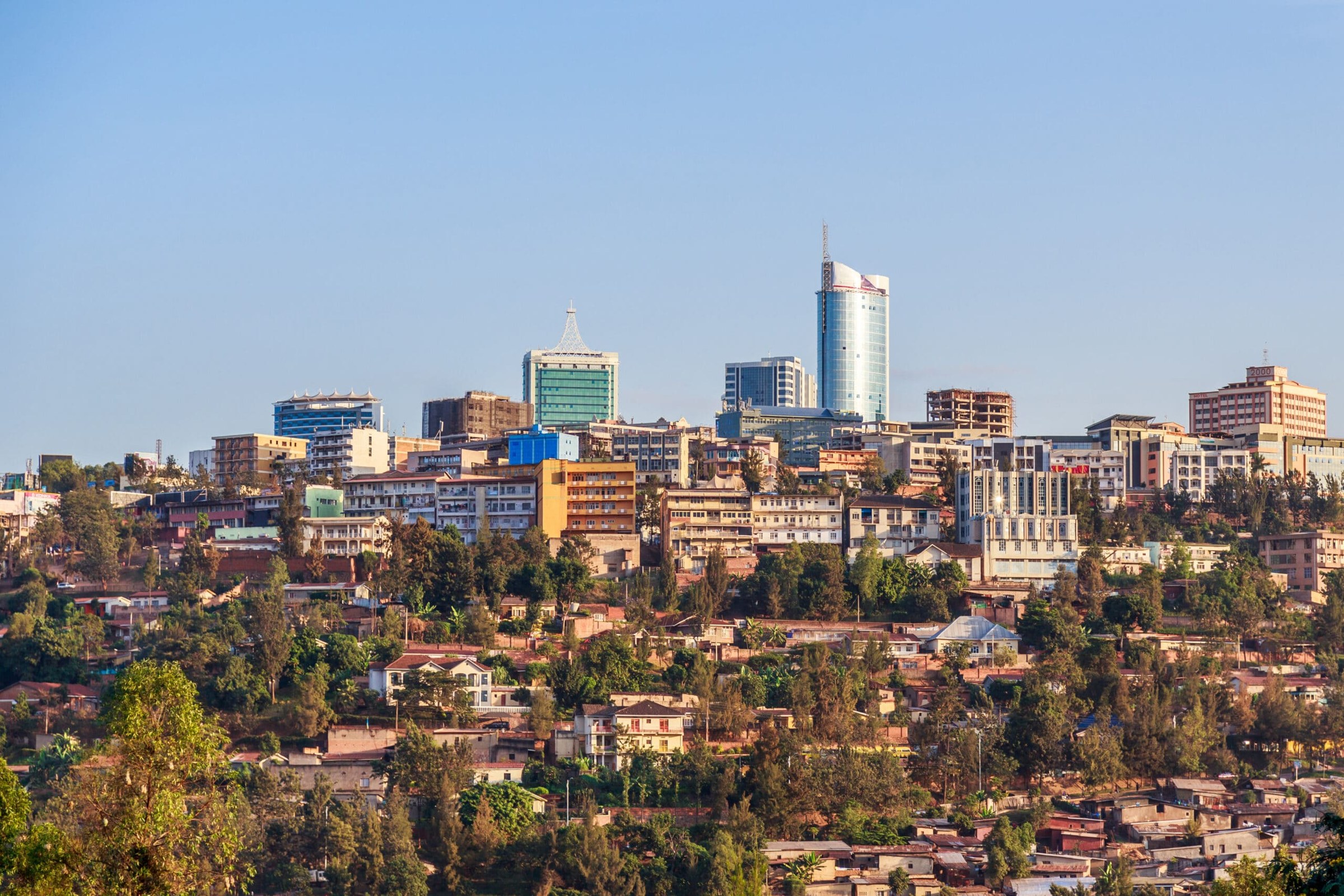 Kigali spread across its hills in the afternoon, Rwanda