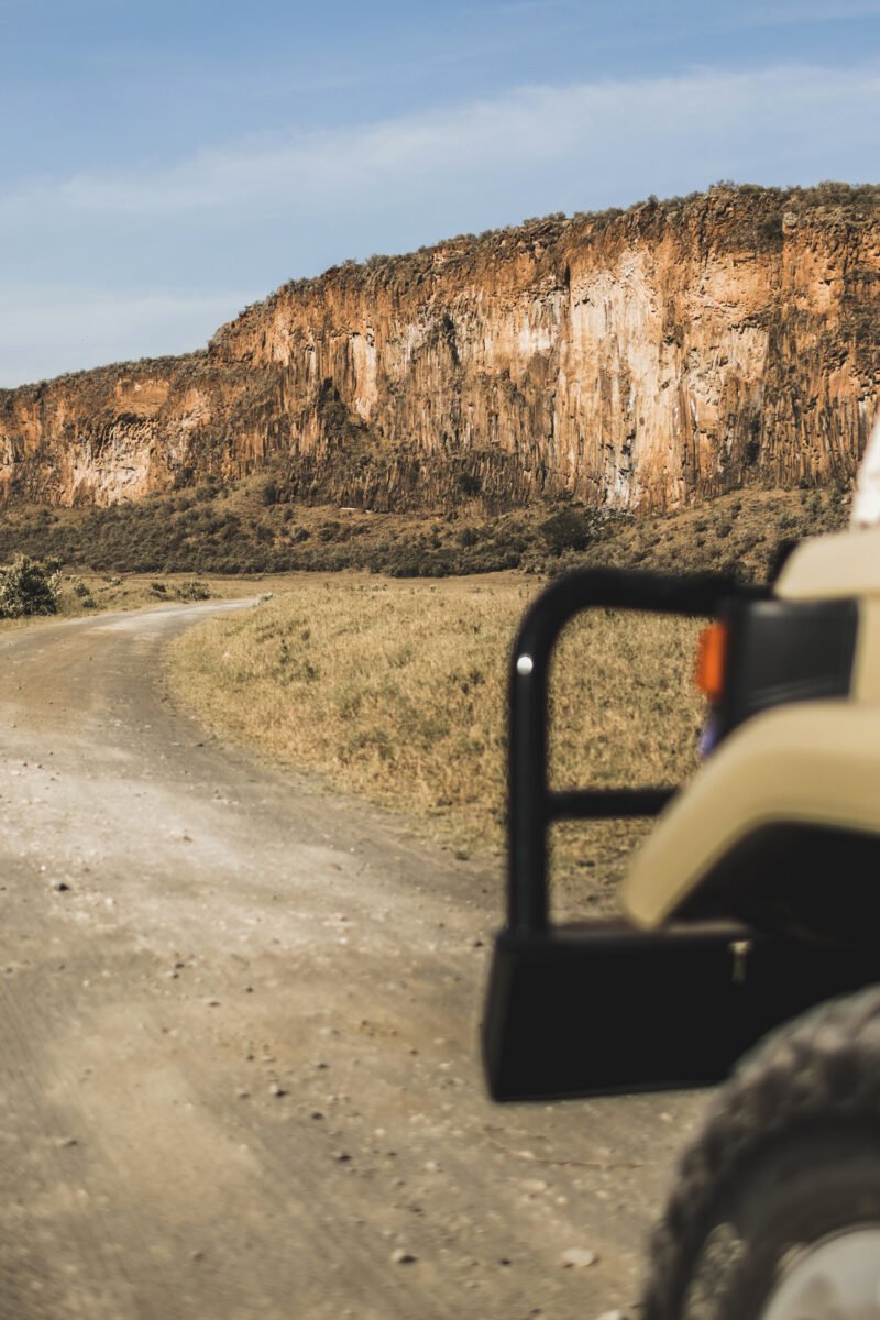 The cliffs and track through Hell's Gate National Park, Kenya, one of the few parks you can walk and cycle in. Licensed Adobe Stock 289011291